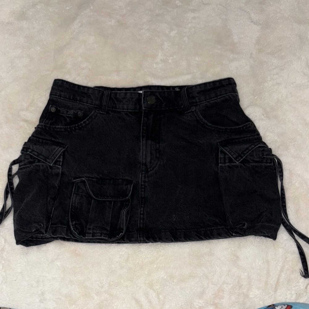Black Denim Mini Skirt